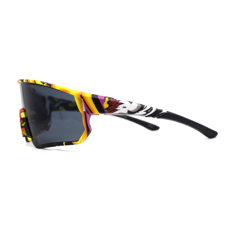 Mens Wrap Color Mirror Oversize Shield Sport Plastic Sunglasses