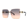 Womens Rimless Luxurious Floral Jewel Hinge Butterfly Sunglasses