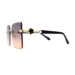 Womens Rimless Luxurious Floral Jewel Hinge Butterfly Sunglasses