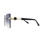 Womens Rimless Luxurious Floral Jewel Hinge Butterfly Sunglasses