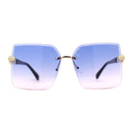Womens Rimless Luxurious Floral Jewel Hinge Butterfly Sunglasses