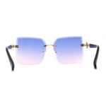 Womens Rimless Luxurious Floral Jewel Hinge Butterfly Sunglasses