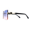 Womens Rimless Luxurious Floral Jewel Hinge Butterfly Sunglasses