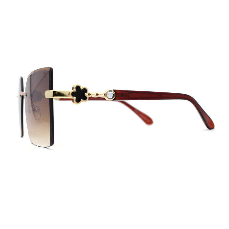 Womens Rimless Luxurious Floral Jewel Hinge Butterfly Sunglasses