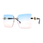 Womens Rimless Luxurious Floral Jewel Hinge Butterfly Sunglasses