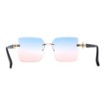 Womens Rimless Luxurious Floral Jewel Hinge Butterfly Sunglasses