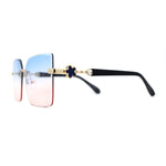 Womens Rimless Luxurious Floral Jewel Hinge Butterfly Sunglasses