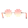 Rimless Daisy Shape Round Bohemian Hippie Sunglasses