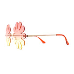 Rimless Daisy Shape Round Bohemian Hippie Sunglasses