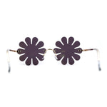 Rimless Daisy Shape Round Bohemian Hippie Sunglasses