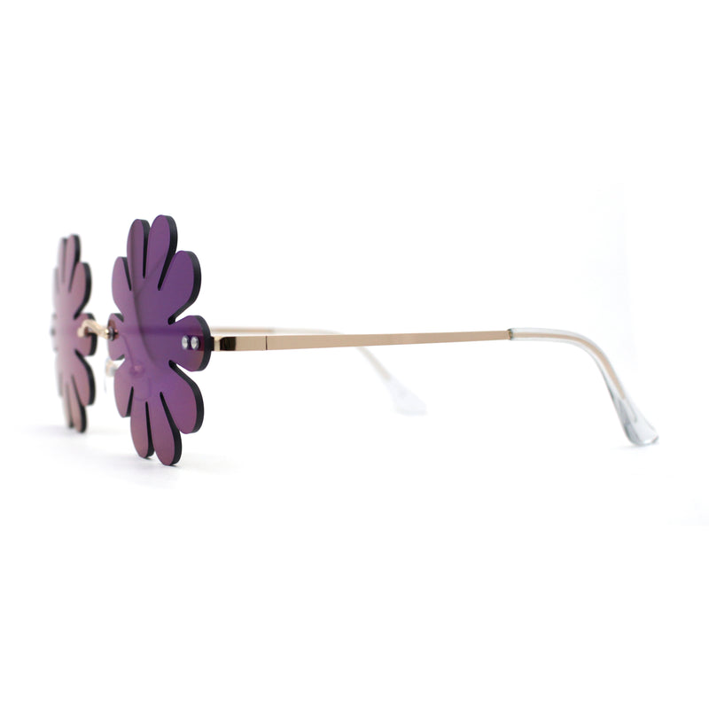 Rimless Daisy Shape Round Bohemian Hippie Sunglasses