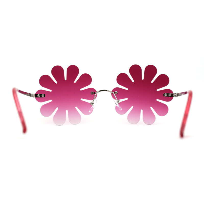 Rimless Daisy Shape Round Bohemian Hippie Sunglasses