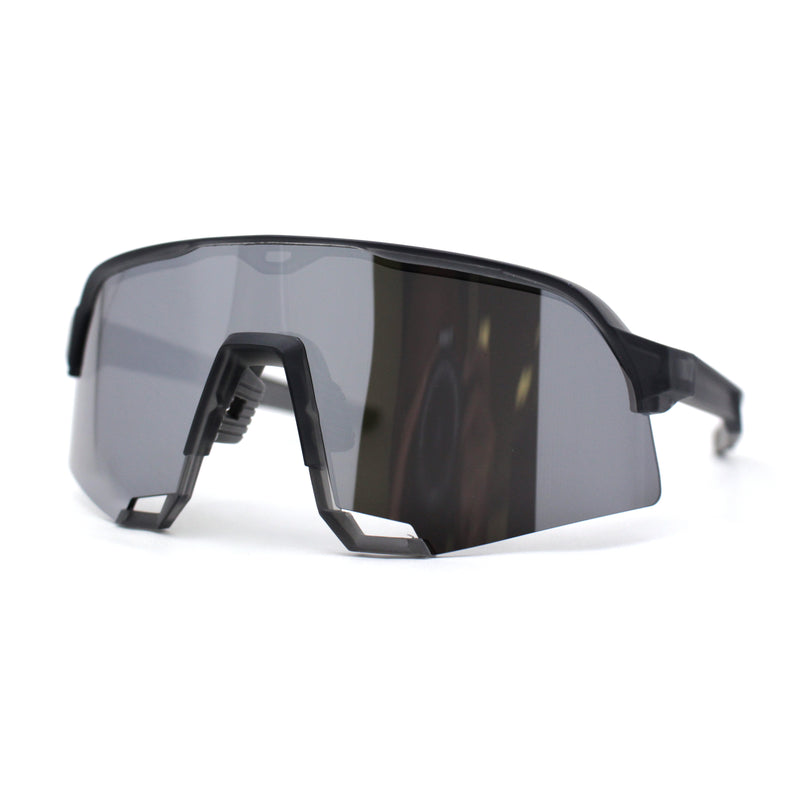 Mens Color Mirror Futuristic Large Mono Block Shield Sport Sunglasses