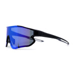 Mens Color Mirror Aerodynamic Block Shield Lens Plastic Sport Sunglasses