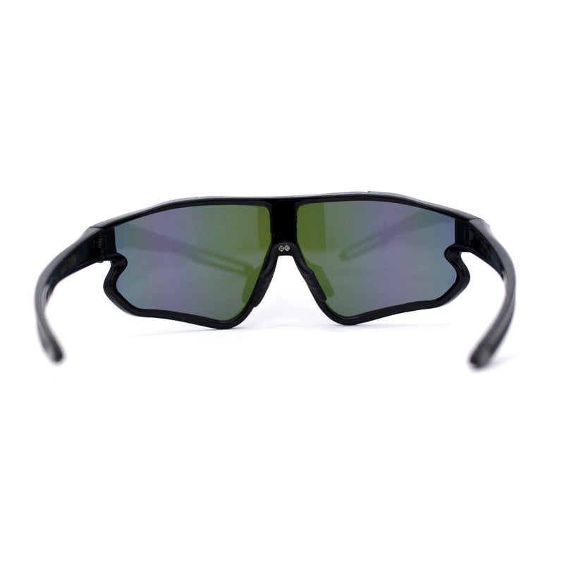 Mens Color Mirror Aerodynamic Block Shield Lens Plastic Sport Sunglasses