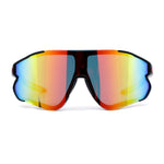 Mens Color Mirror Aerodynamic Block Shield Lens Plastic Sport Sunglasses