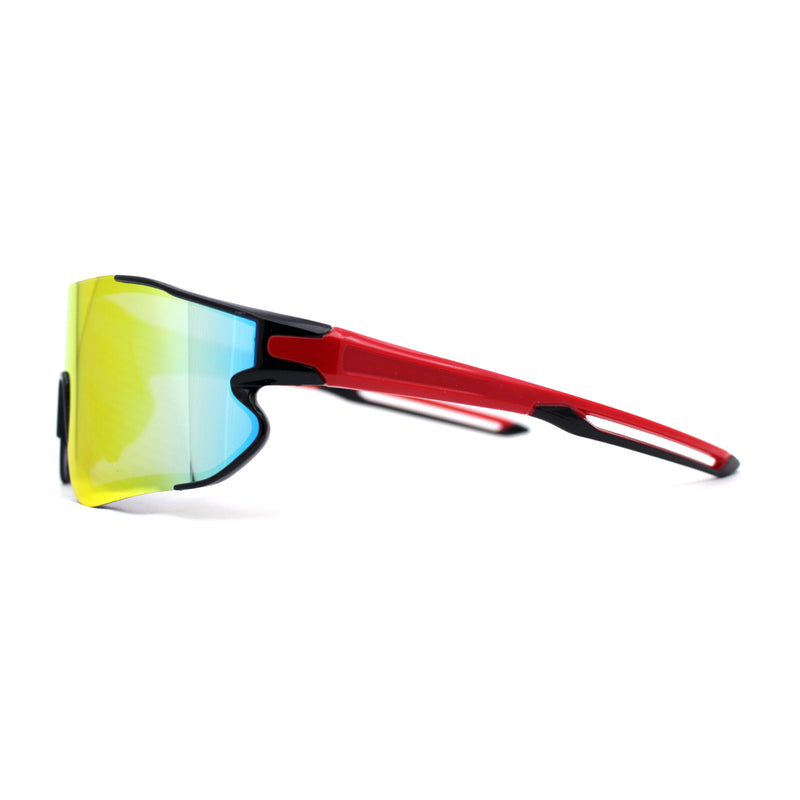 Mens Color Mirror Aerodynamic Block Shield Lens Plastic Sport Sunglasses