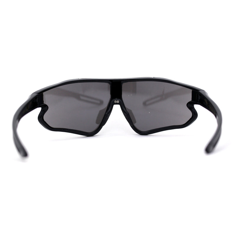 Mens Color Mirror Aerodynamic Block Shield Lens Plastic Sport Sunglasses