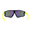 Mens Color Mirror Aerodynamic Block Shield Lens Plastic Sport Sunglasses