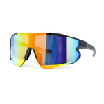 Mens Color Mirror Aerodynamic Block Shield Lens Plastic Sport Sunglasses