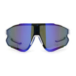 Mens Color Mirror Aerodynamic Block Shield Lens Plastic Sport Sunglasses