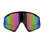 Mens Super Oversized Block Shield Geometric Bevel Cut Sport Sunglasses