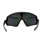 Mens Super Oversized Block Shield Geometric Bevel Cut Sport Sunglasses