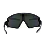 Mens Super Oversized Block Shield Geometric Bevel Cut Sport Sunglasses