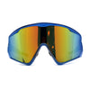 Mens Super Oversized Block Shield Geometric Bevel Cut Sport Sunglasses