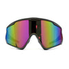 Mens Super Oversized Block Shield Geometric Bevel Cut Sport Sunglasses