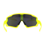 Mens Super Oversized Block Shield Geometric Bevel Cut Sport Sunglasses