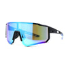 Mens Classic Oversized Block Shield Rimless Plastic Sport Sunglasses