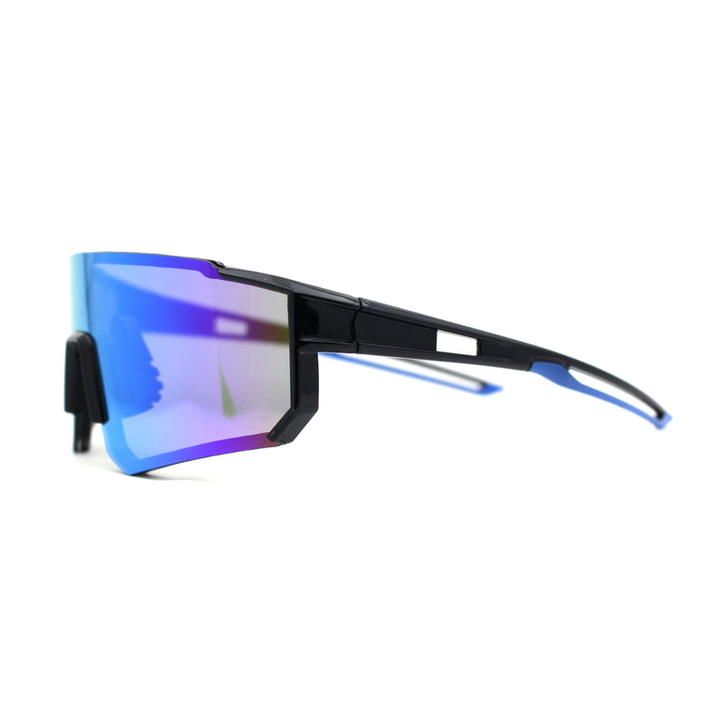 Mens Classic Oversized Block Shield Rimless Plastic Sport Sunglasses