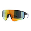 Mens Classic Oversized Block Shield Rimless Plastic Sport Sunglasses