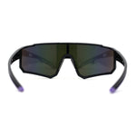 Mens Classic Oversized Block Shield Rimless Plastic Sport Sunglasses