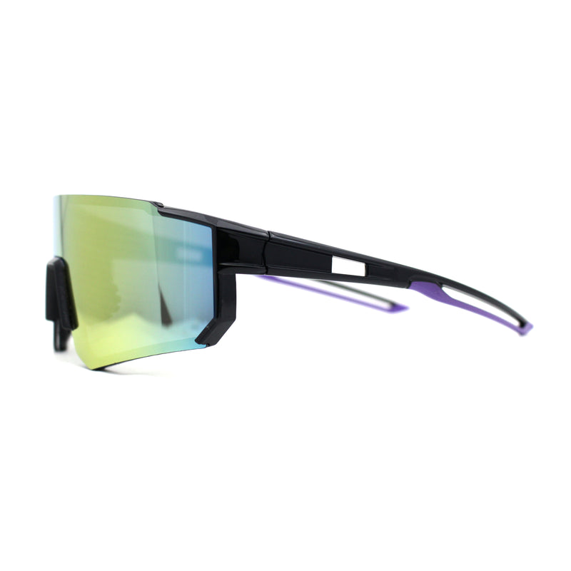 Mens Classic Oversized Block Shield Rimless Plastic Sport Sunglasses