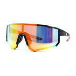 Mens Classic Oversized Block Shield Rimless Plastic Sport Sunglasses