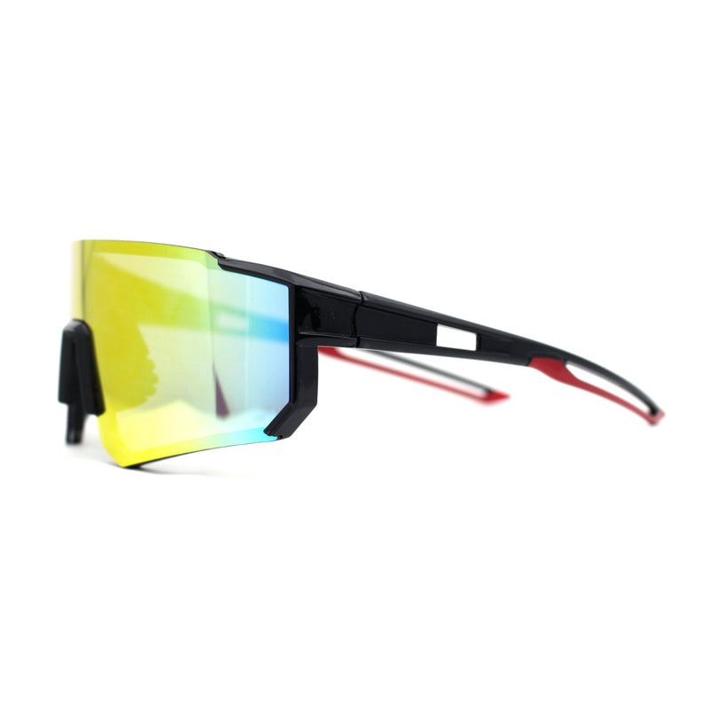 Mens Classic Oversized Block Shield Rimless Plastic Sport Sunglasses