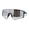 Mens Classic Oversized Block Shield Rimless Plastic Sport Sunglasses