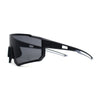 Mens Black Shield Rimless Wrap Around Plastic Sport Sunglasses