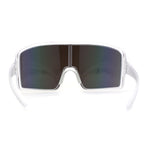 Mens Color Mirror Super Oversized Wrap Rectangle Plastic Sport Sunglasses
