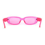Womens Pop Color Rounded Mod Narrow Rectangle Plastic Sunglasses