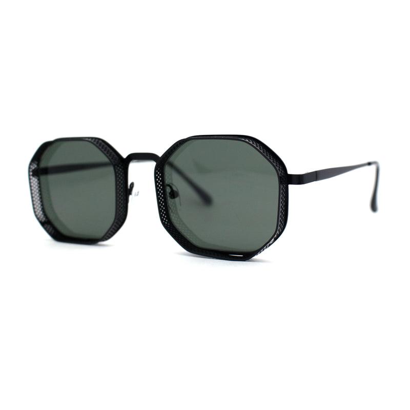 Mens Octagonal Dimensional Metal Rim Rectangle Steam Punk Sunglasses