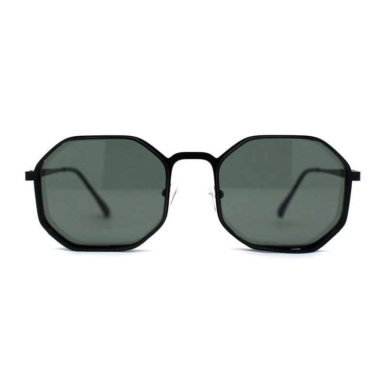 Mens Octagonal Dimensional Metal Rim Rectangle Steam Punk Sunglasses