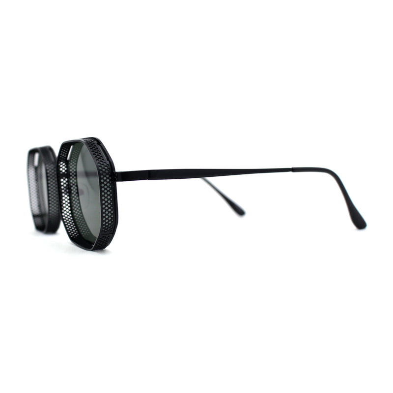 Mens Octagonal Dimensional Metal Rim Rectangle Steam Punk Sunglasses
