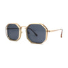 Mens Octagonal Dimensional Metal Rim Rectangle Steam Punk Sunglasses