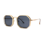Mens Octagonal Dimensional Metal Rim Rectangle Steam Punk Sunglasses