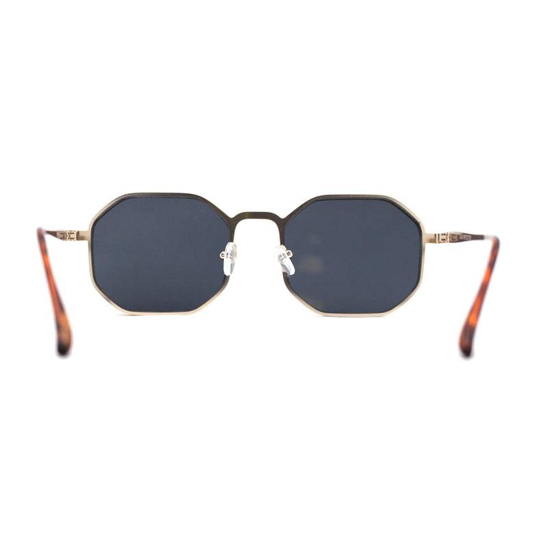 Mens Octagonal Dimensional Metal Rim Rectangle Steam Punk Sunglasses