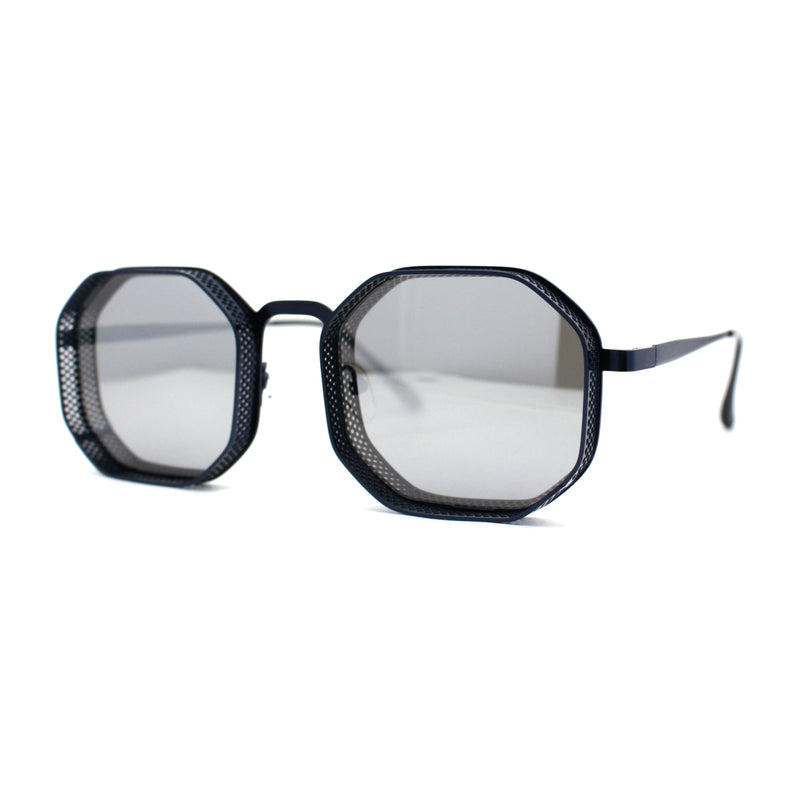 Mens Octagonal Dimensional Metal Rim Rectangle Steam Punk Sunglasses