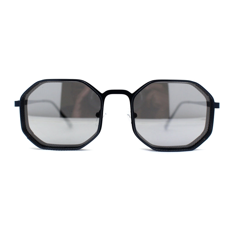 Mens Octagonal Dimensional Metal Rim Rectangle Steam Punk Sunglasses